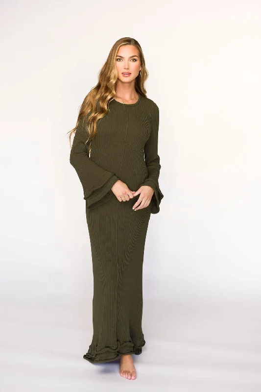 Limited Time Flash Sale Arlet Dress in Olive - Bump Friendly