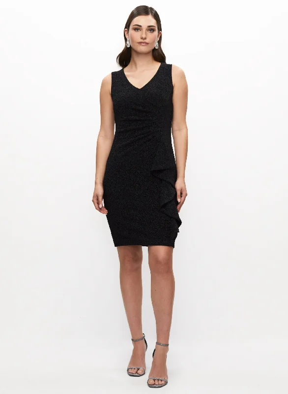 Women's Evening Wear Metallic Detail Sleeveless Jacquard Dress