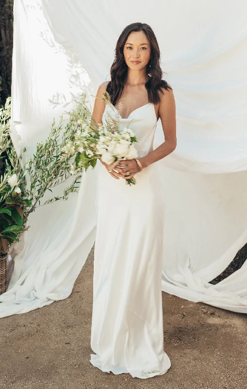Absurdly Cheap Sale Tuscany Maxi Slip Dress ~ Ivory Luxe Satin