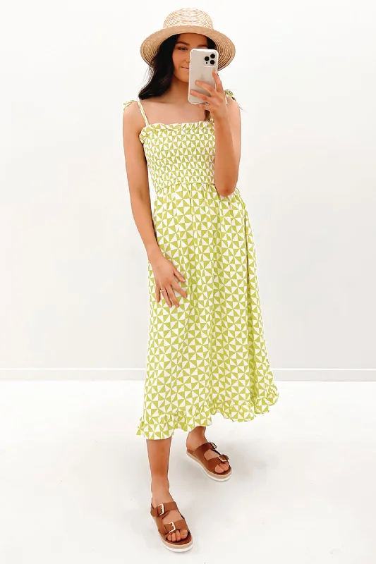 Modish Fashion Discounts Ms Brown Garden Dress Celery