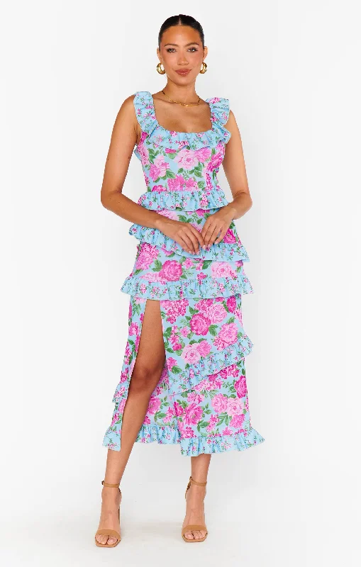 Online Clothing Stores Greta Dress ~ Cottage Floral Multi Stretch