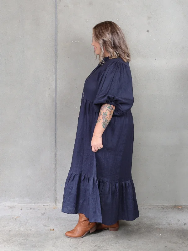 Statement Piece Delilah Dress - Denim Linen
