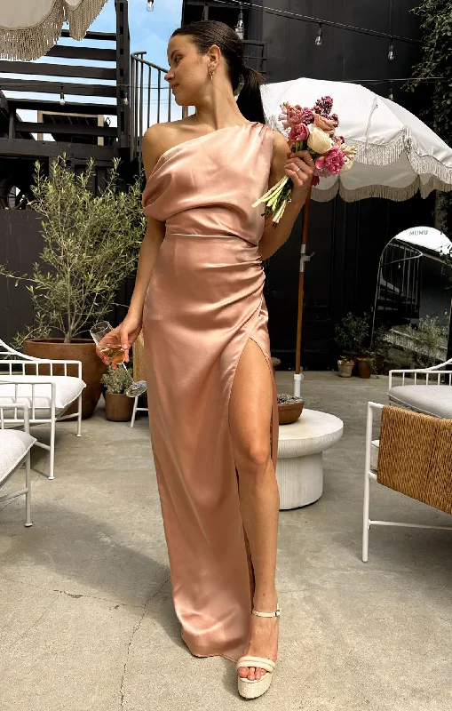 Fashionista Favorites Jodie Dress ~ Rose Gold Luxe Satin
