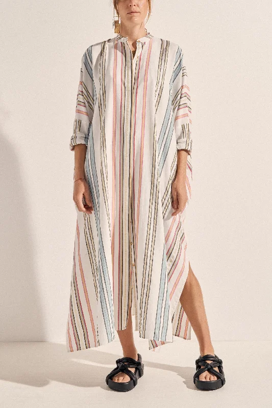 Luxe Women's Fashion Pollux Byron Stripe Maxi Caftan Dress