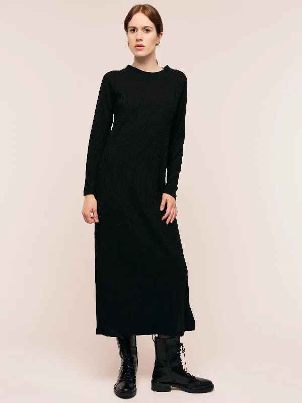 Women's Luxury Apparel Daniela Rib Dress - Black