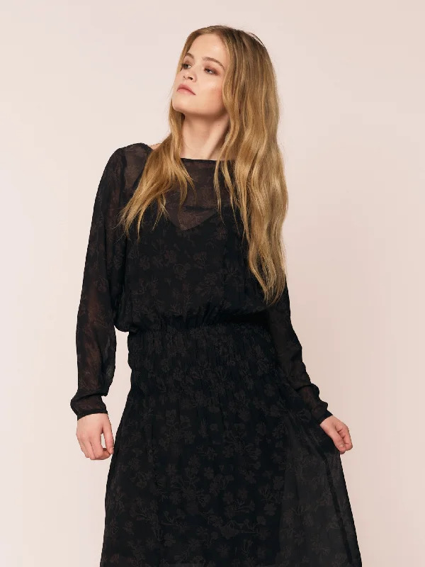 Urban Femme Streetwear Frost Smock Dress - Petite Plum Flower