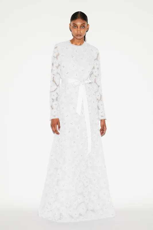 Stylish Savings MAURENE DRESS WHITE EMBROIERED TULLE