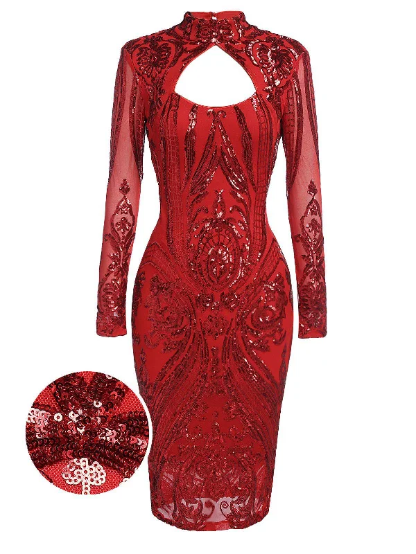 Limited-Time Clothing Sale – Grab Your Favorites Today [US Warehouse] Red 1920s Sequined Keyhole Dress