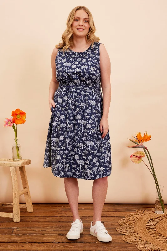 Exclusive Online Deals On Women's Stylish Outfits Lucy Navy Kerala Jungle Palm Dress