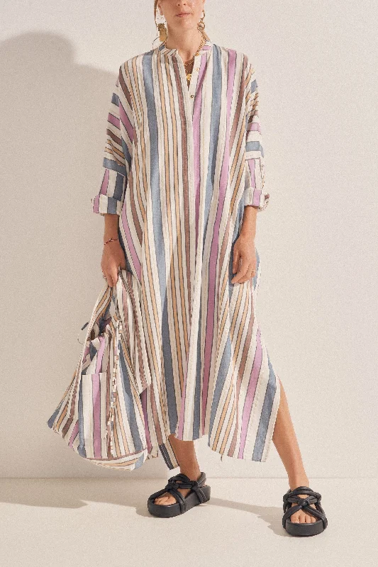 Daily Deals Pollux Naxos Stripe Maxi Caftan Dress