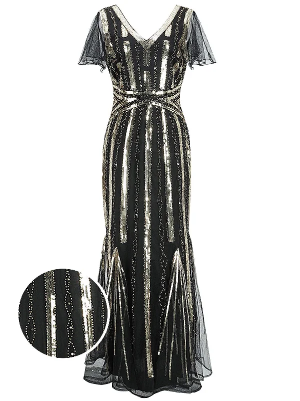 Hurry – Weekend Sale Ends Soon [US Warehouse] 1920s Cap Sleeve Sequined Embellished Dress