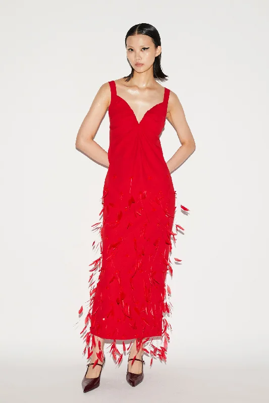 Women's Elegant Outfit ASPEN DRESS RED EMBROIDERED SABLE'