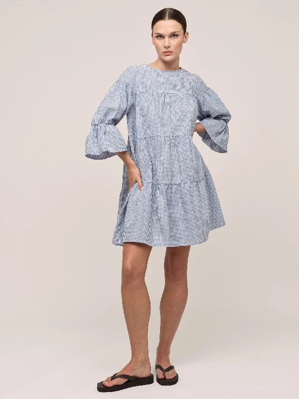 Stylish Savings Indiana Dress - Blue Checked