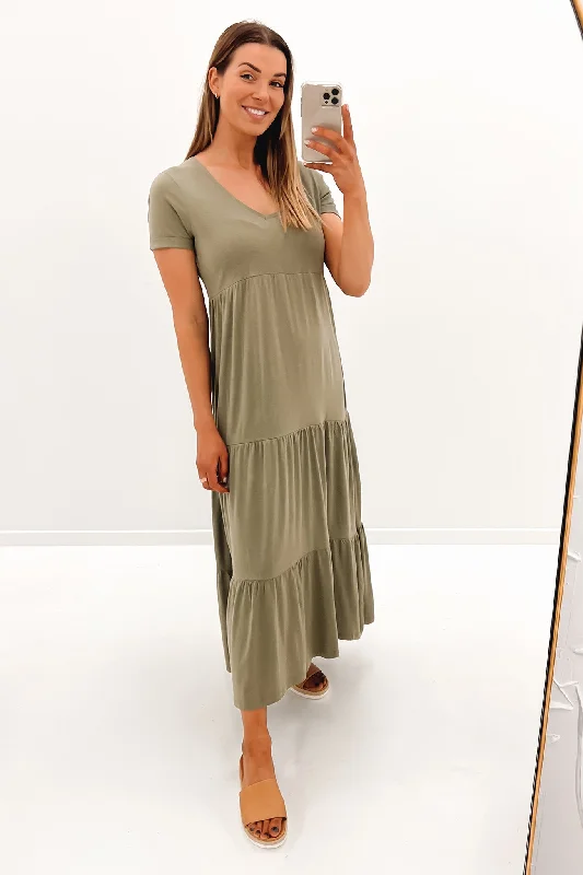 Smart Casual Deals Lola Tiered Dress Khaki