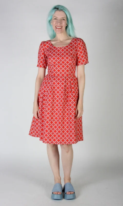 Flash Discount Winter Chippy Dress - Red Patches
