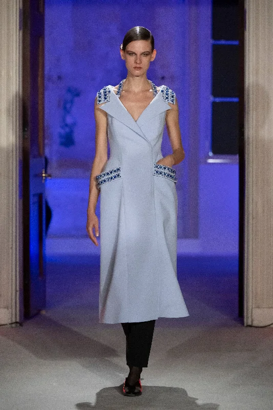 Daily Essentials EMERSON DRESS PALE BLUE EMBELLISHED CREPE