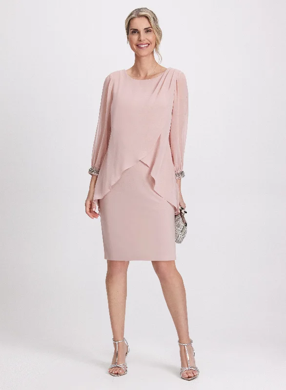 Casual Fashion for Women Embellished Chiffon Overlay Dress