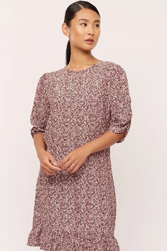 Exquisite Craftsmanship Ellen Dress - Bordeaux Petite Flower
