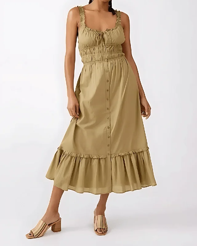 End of Season Sale BUTTON DOWN RUCHED DRESS