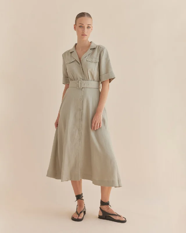 Stylish Women's Garments For Holidays Cadence Linen Dress - Sage