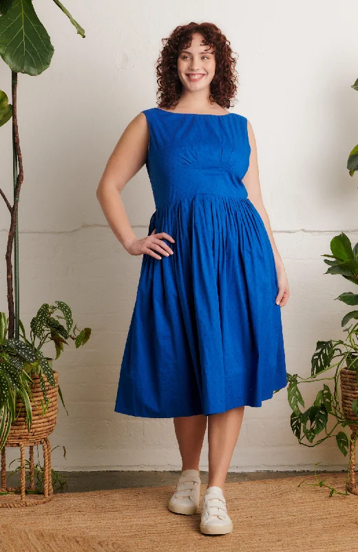 Current Trends Abigail Cobalt Cotton Dobby Dress Long