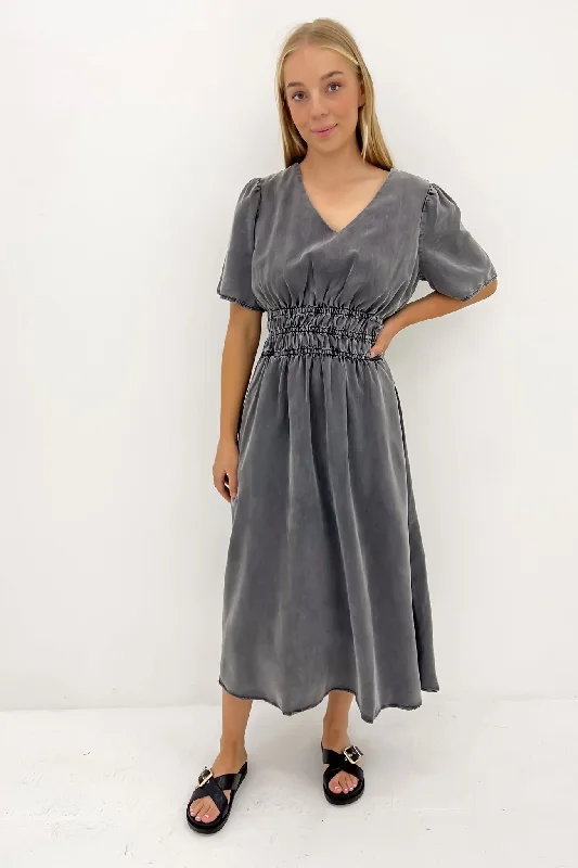 Parisian Effortless Chic Style Davina Dress Washed Black