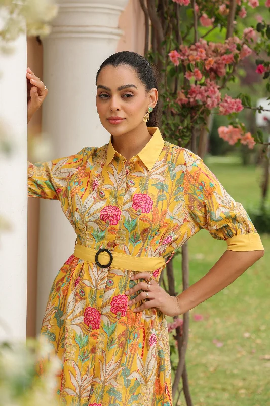 Festival Fashion Belted Buttercup Cotton Dress