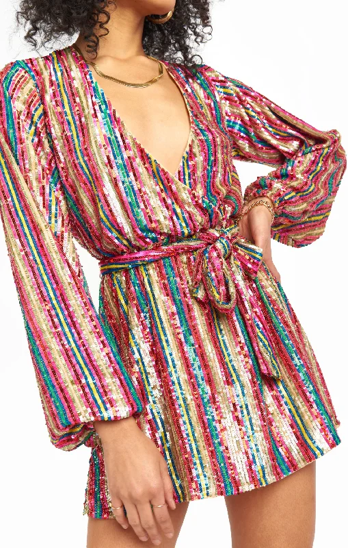 Fashion Forward Femme Wear Me Out Dress ~ Disco Rainbow Stripe