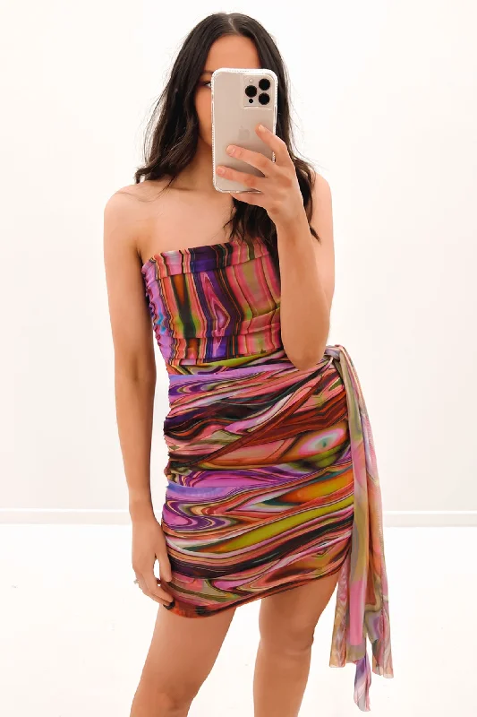 Art Deco Geometric Pattern Look Nala Dress Multi
