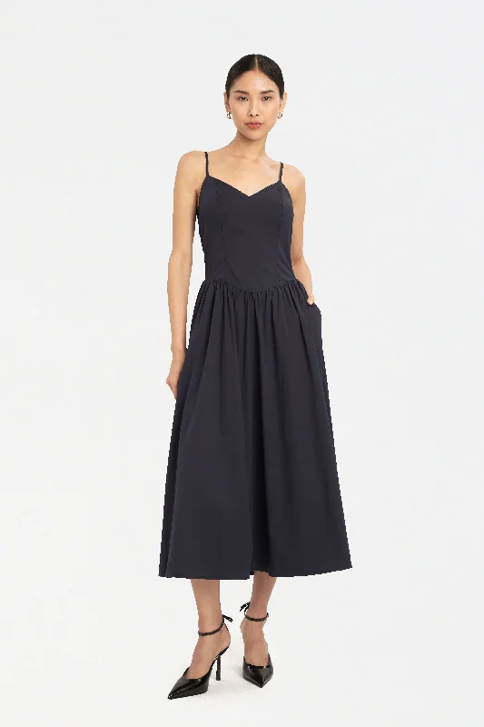 Women's Workout Garments Arden Strap Midaxi Dress in Midnight Blue