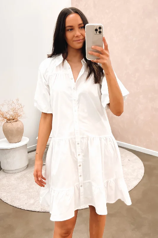 Elegant Fashion Georgina Teired Dress White