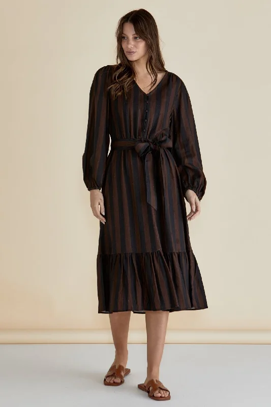Huge Markdowns Betty Basics Melissa Dress Chocolate Stripe