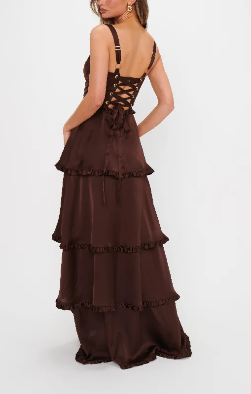 Modern Glamour Lady Corset Dress ~ Chocolate Luxe Satin