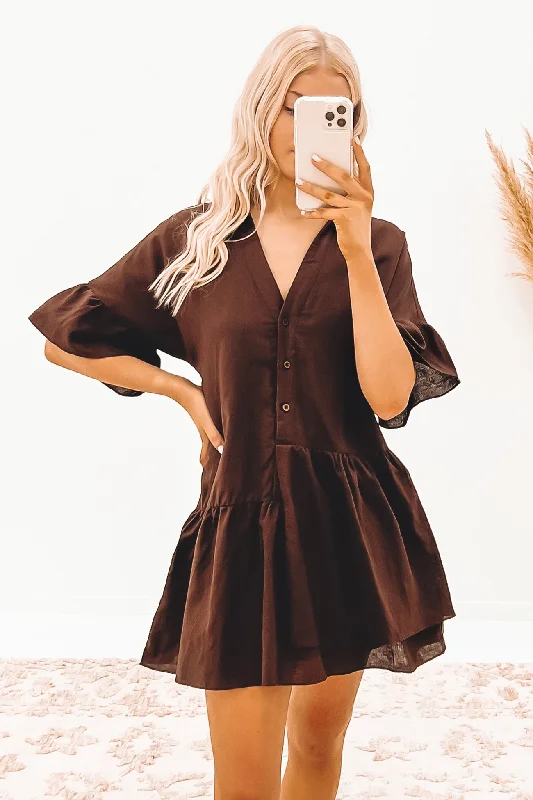 Women's Stylish Professional Apparel Hallie Dress Chocolate