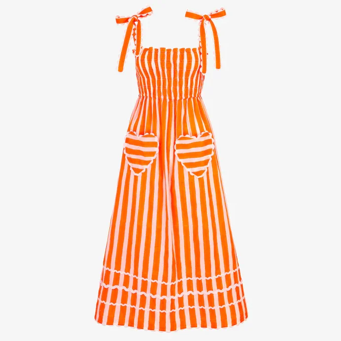 Fashion Forward Femme Pink City Prints Neon Orange Stripe Immy Dress