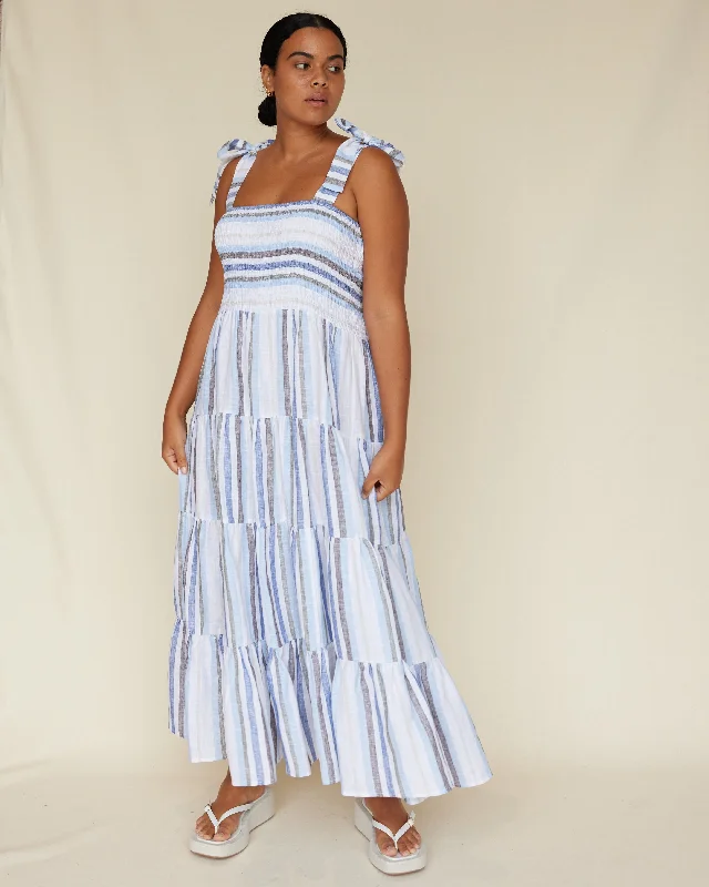 Crazy Discounts, Hurry Up Zanci Stripe Linen Dress - Blue