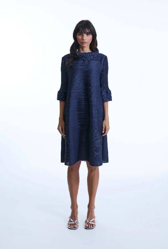 Budget Friendly Fashion Navy Embellished Dress