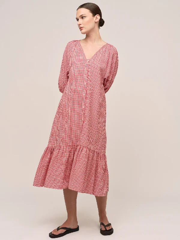 Massive Selection Sale Indiana Button Dress - Redwood Checked