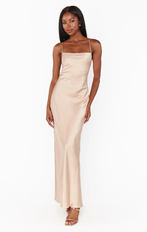 Seize Bargains Dani Slip Dress ~ Champagne Luxe Satin