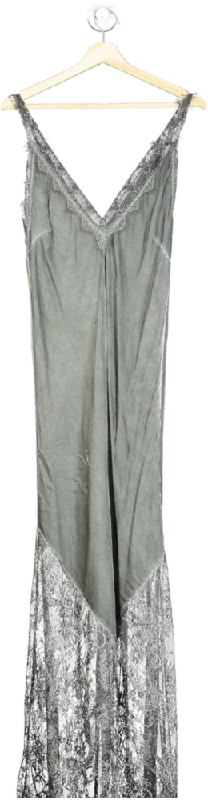 Women's High-Fashion Attire Grey Lace Trim Slip Dress One Size