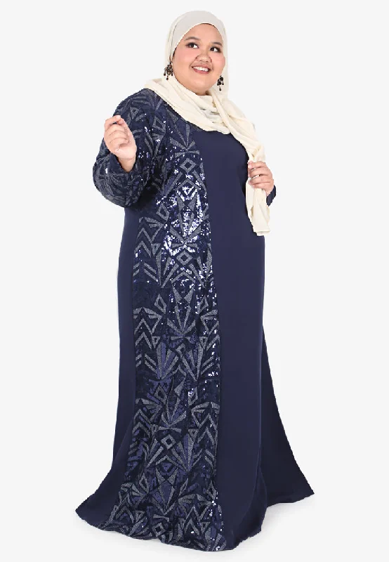 Flash Sale, Don't Miss Julaila Sequins Jubah Dress - Blue