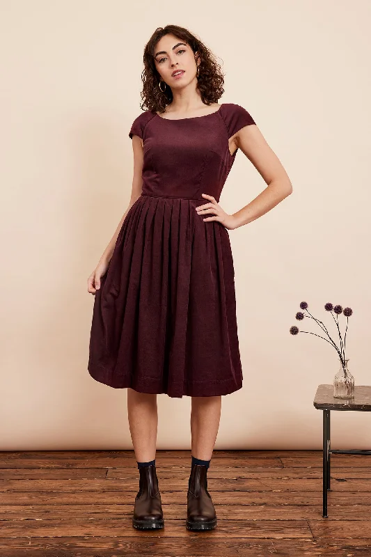 Limited-Stock Women's Clothing Clearance – Shop Now Claudia Needlecord Bordeaux Dress