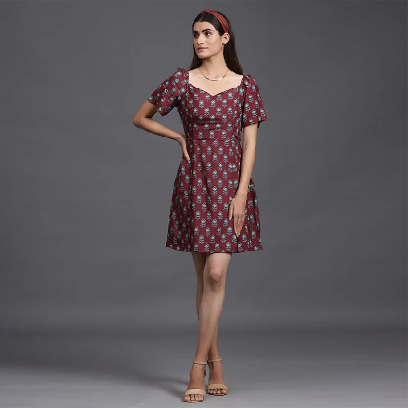 Coastal Beach - Inspired Style Mimosa on Maroon Silk Dress