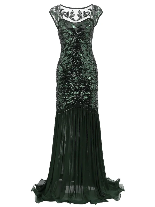 Massive Savings On New Arrivals [US Warehouse] Green 1920s Sequin Maxi Flapper Dress