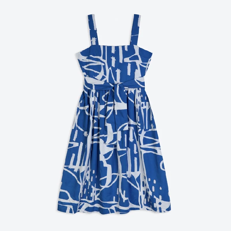 Holiday Glam Miss Pompom Blue Paintsplash Strappy Sun dress