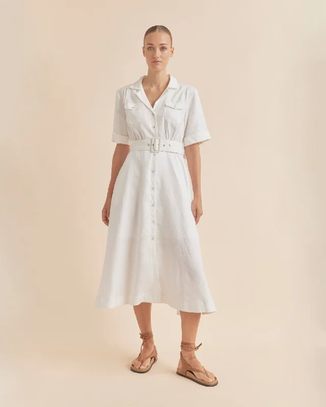 Best Deals Of The Season Cadence Linen Dress - White