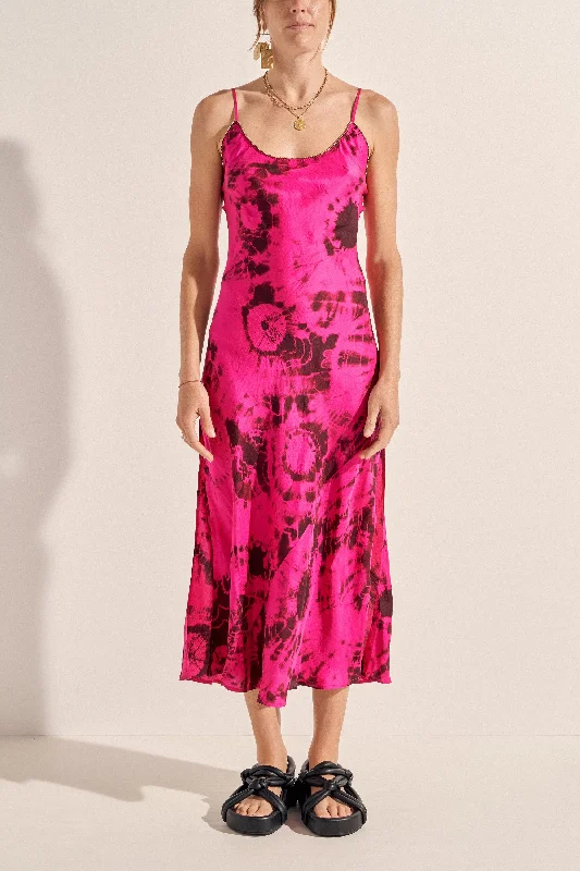 Colorful Clothing Talos Hand Dyed Silk Slip Dress