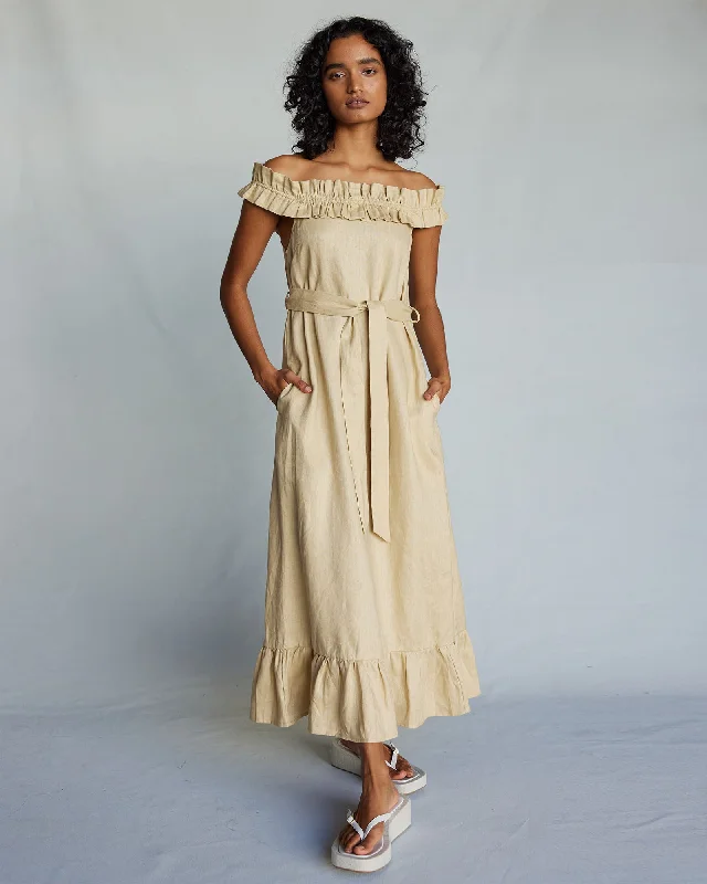 Premium Fashion Gaia Linen Dress - Sand