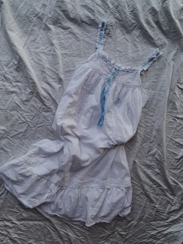 Women's Urban Fashion 2 LEFT - 100% RECYCLED COTTON - NIGHTINGALE HAND SMOCKED DRESS WHITE
