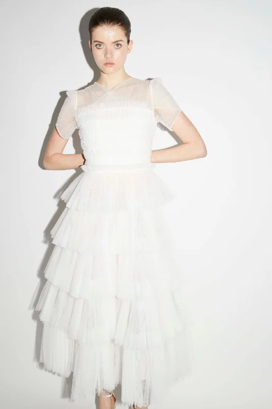 Sustainable Women's Apparel MAE DRESS WHITE TULLE